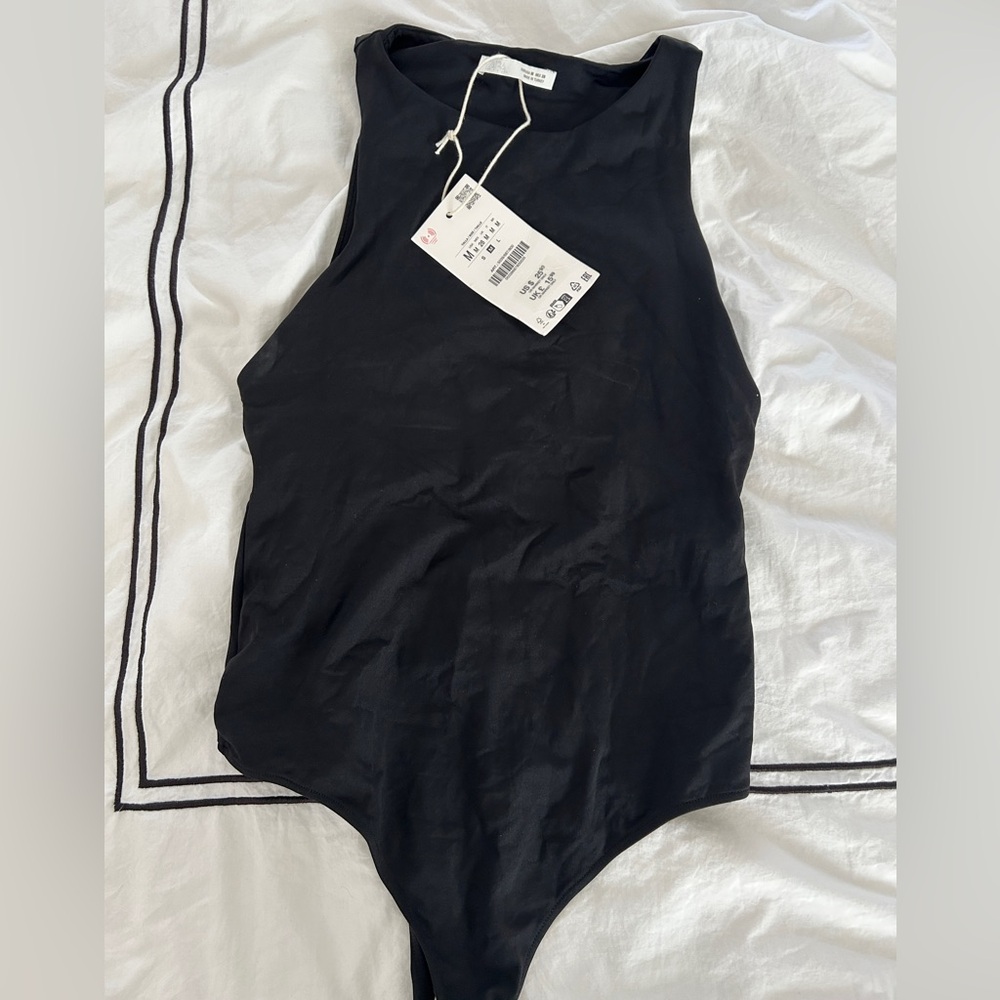 NWT Zara Armless Black Bodysuit